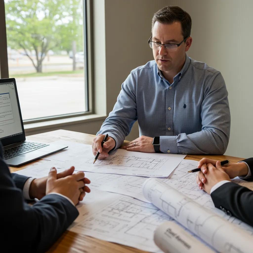 Local construction expert discussing project plans with a client in Oklahoma City