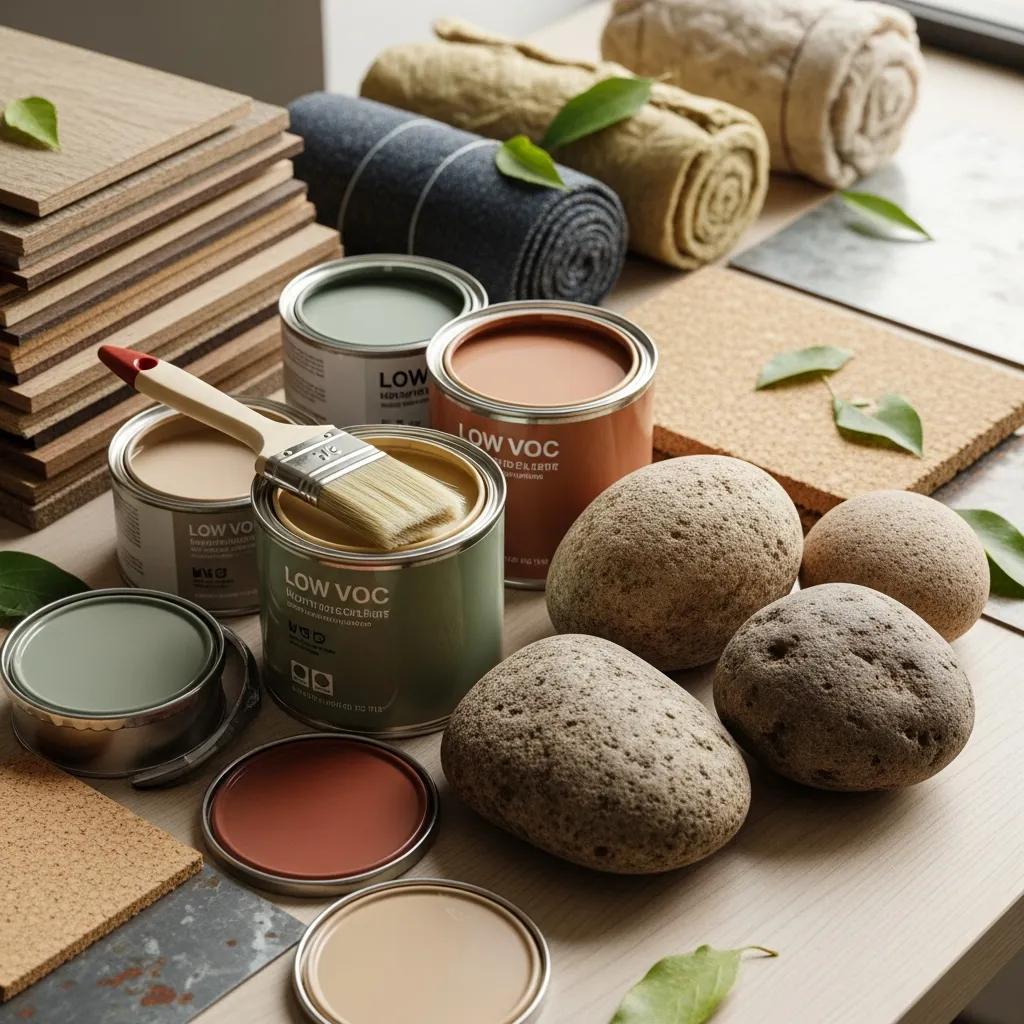 Recycled lumber and low-VOC paint being used on a home renovation