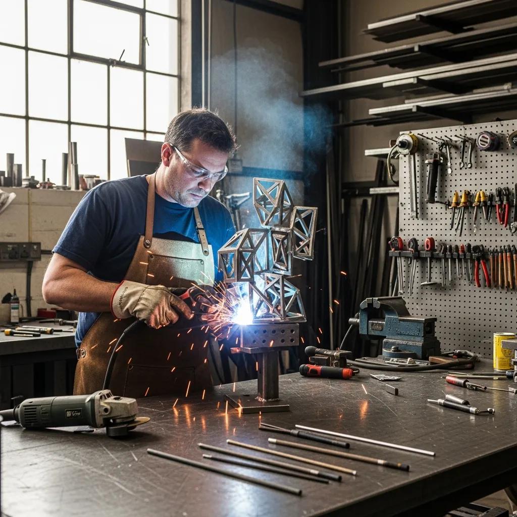 A fabricator shaping metal in a shop — precision metalwork